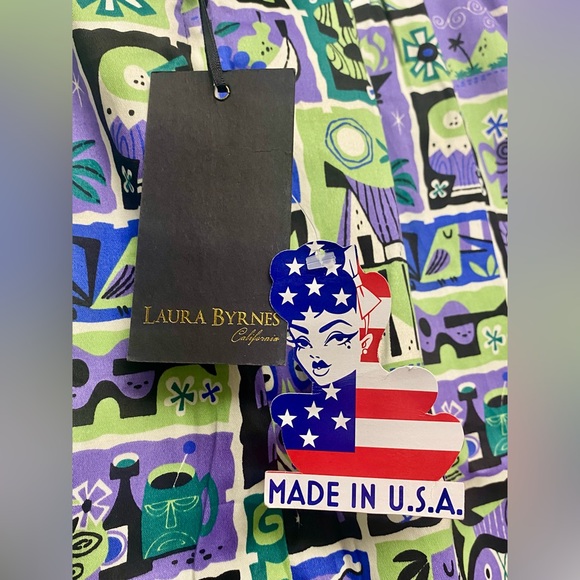 Pinup Girl Clothing Laura Byrnes California Wiggle Skirt Tiki Tile Print 2X - Picture 8 of 9